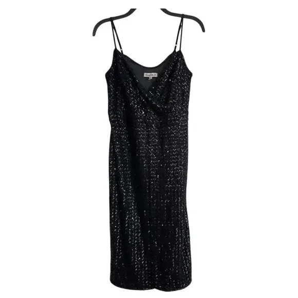 New Eliza J black sequined party cocktail dress size 10 - Picture 7 of 7